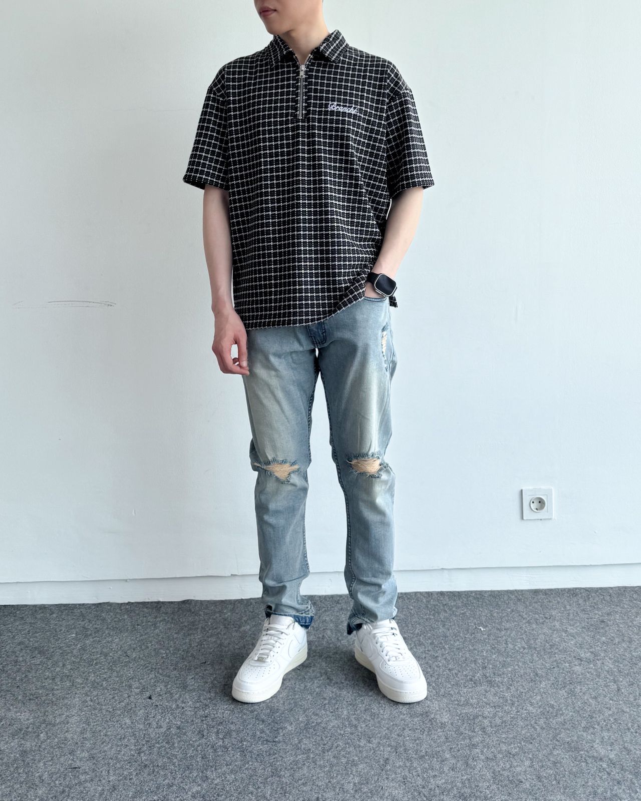 Polo Halfzip Tweed Black