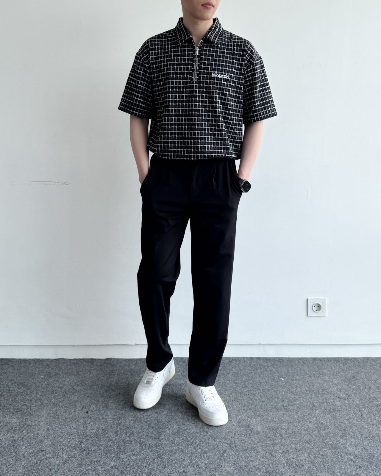 Polo Halfzip Tweed Black