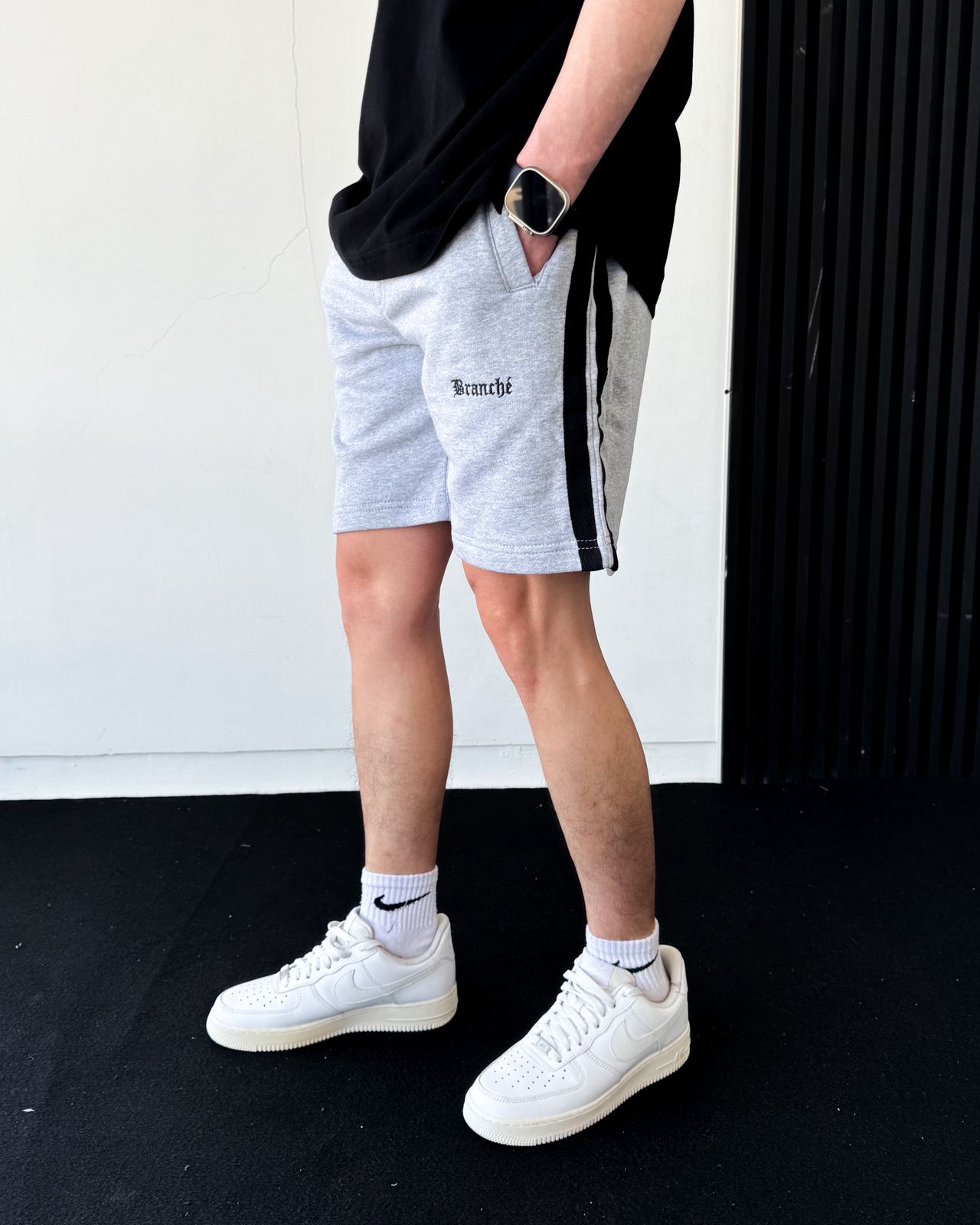 Short Pants Stripes Misty Grey