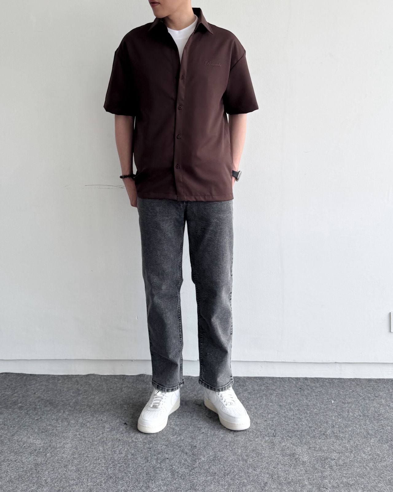 Overshirts Script Foam Brown